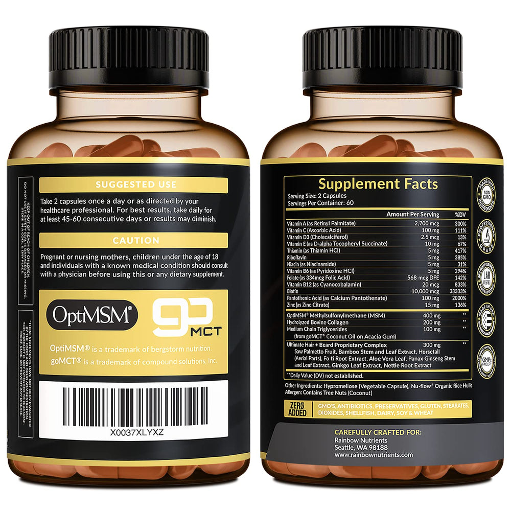 Rainbow Nutrients daily routine with vitamins for beard