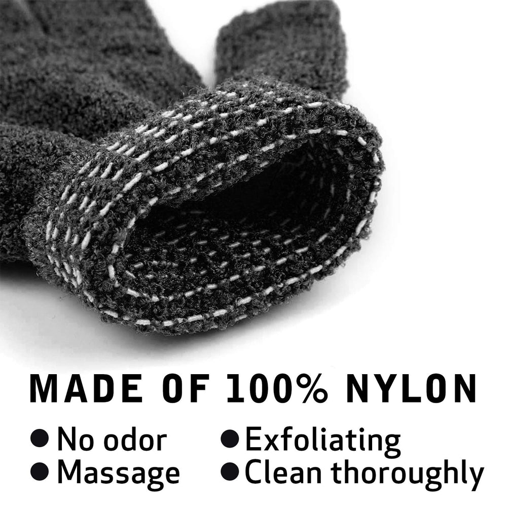 Rainmae black shower gloves with flexible fit for all hand sizes.