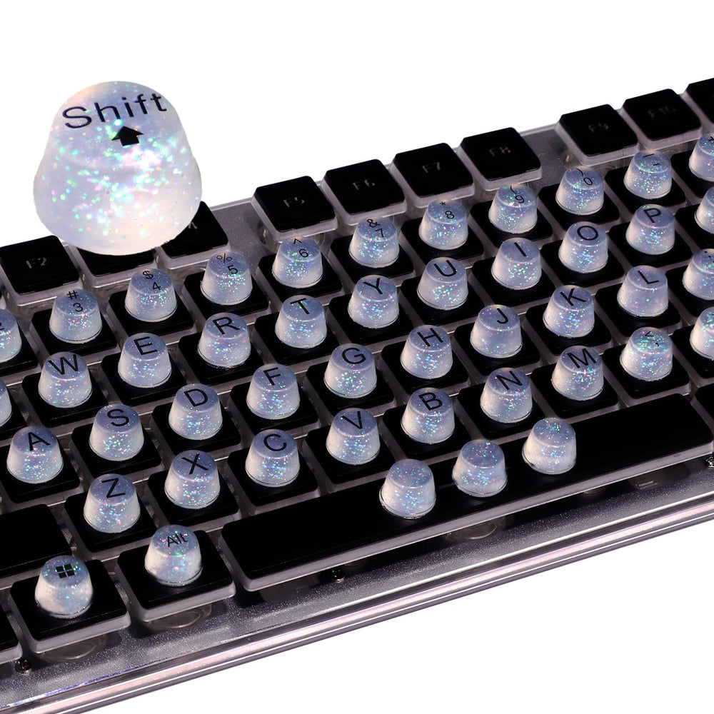 Raised Button long nails stickers closeup showing nail-friendly keys for smoother typing