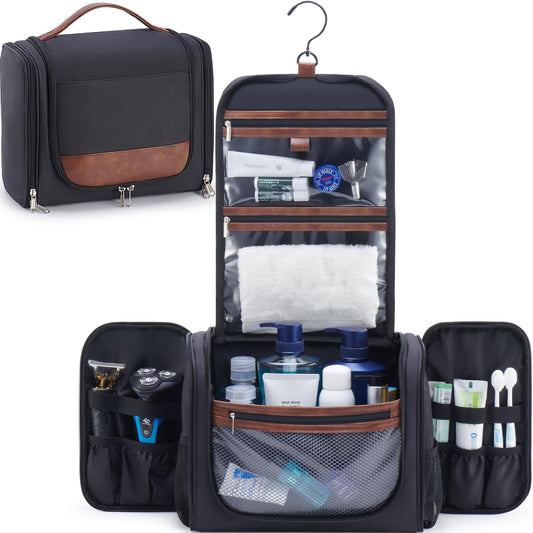 Ralnitote large hanging toiletry bag with ample space for full-size bottles during travel