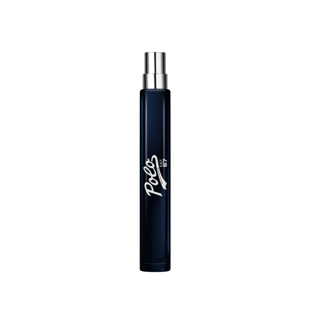 Ralph Lauren Polo 67 bottle with blue cap for quick, easy application.
