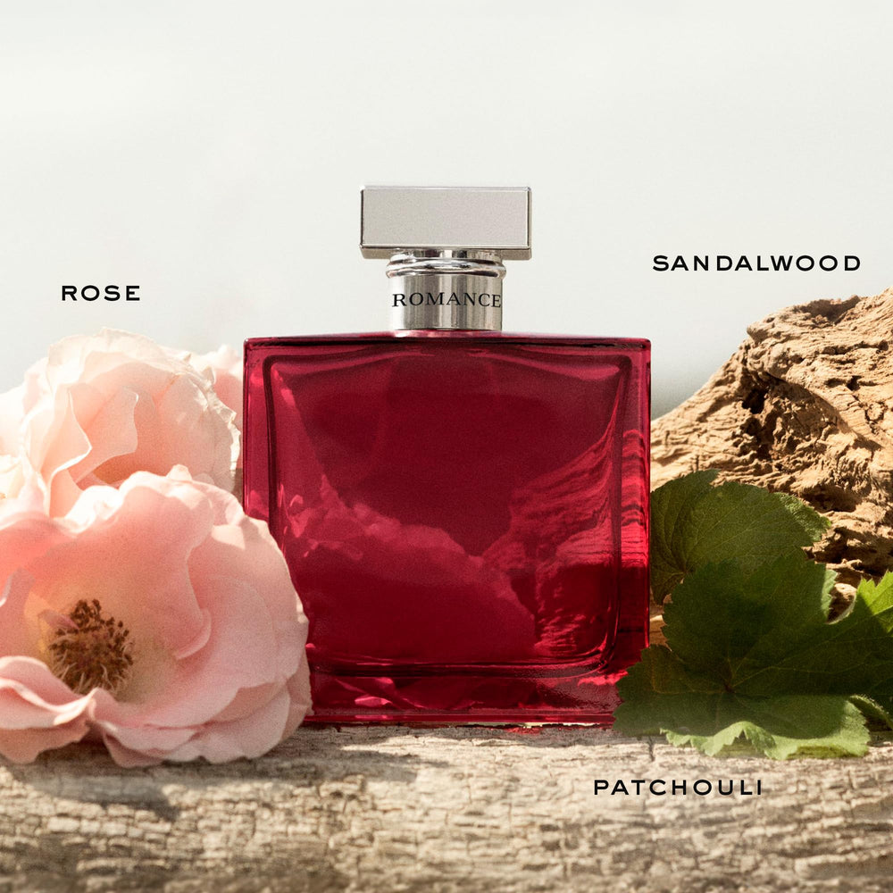 Ralph Lauren Romance Intense bottle cap closeup, luxurious detailing for gifting.