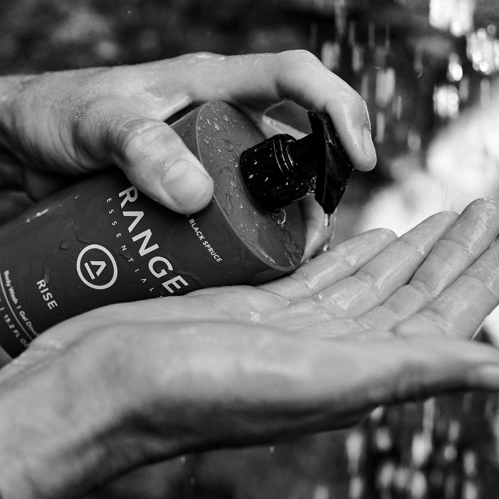 Range Essentials Rise shower scene captures a fresh daily cleansing moment.