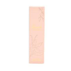 Travel spray shows sandalwood-musk base for a creamy, lasting finish.
