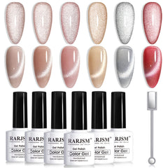 RARJSM cat eye gel polish with silver glitter showing velvet shimmer for nails