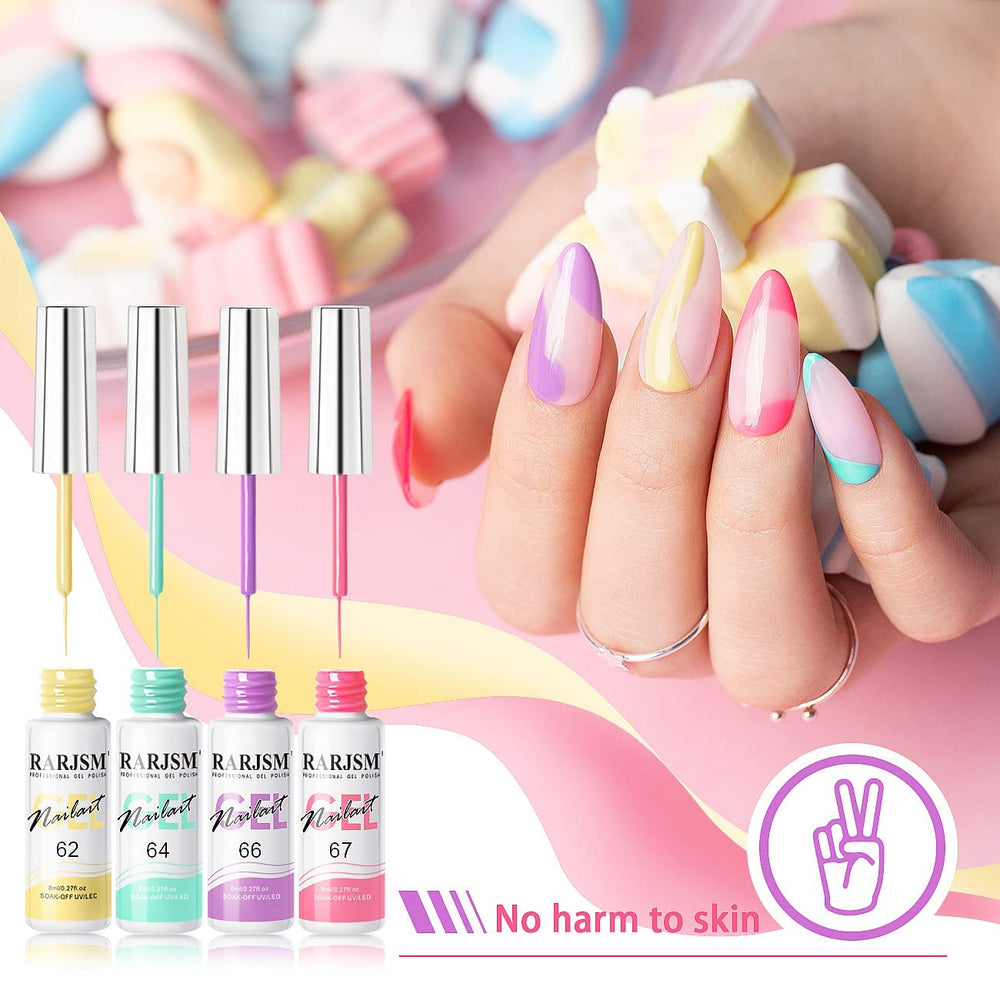 RARJSM cotton candy collection painting gelpolish in pastel tones for playful nails.