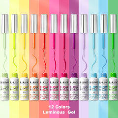 RARJSM luminous gel nail art glow duration depends on light exposure.
