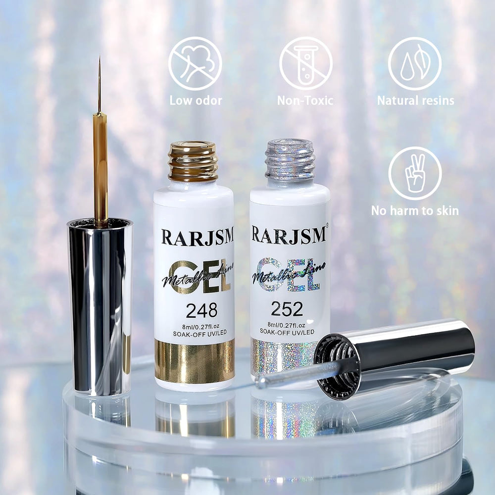 RARJSM 3D nail art with chrome gel liner for dimension.