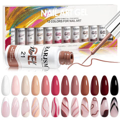 RARJSM nail art gel liner set bottle closeup for precise color control