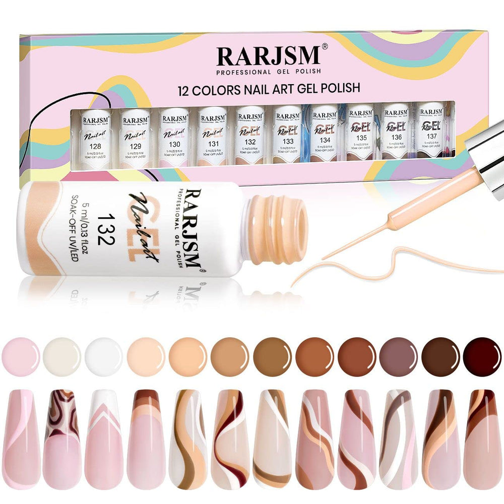 RARJSM Nude Liner Gel palette for precise nail art lines and designs.