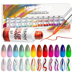 RARJSM temperature color-changing nail polish set in 12 colors for seasonal nail art.