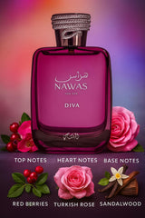 Close-up of Hawas Diva label, signaling premium quality.