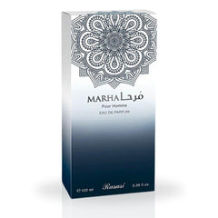 RASASI Marha bottle closeup cap detail; premium craftsmanship and luxury feel.