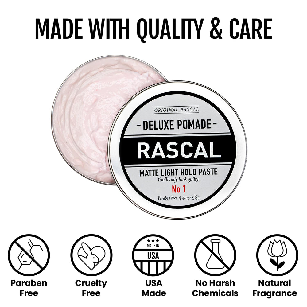 Rascal Deluxe Pomade travel-friendly packaging fits TSA requirements