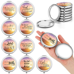 RattanView Bible verse compact mirror set with engraved scripture for daily inspiration.
