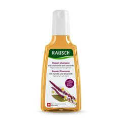 Rausch Chamomile-Amaranth Repair Shampoo bottle highlighting gentle repair for damaged hair