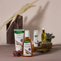 Rausch Chamomile-Amaranth Repair Shampoo close-up label highlights natural extracts for hair nourishment