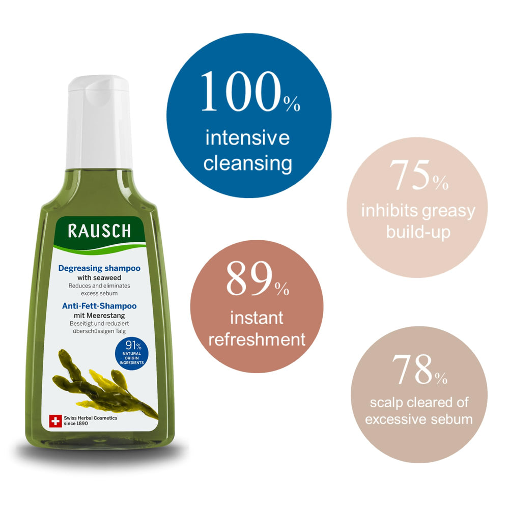 RAUSCH Seaweed Degreasing Shampoo label shot for premium hair care