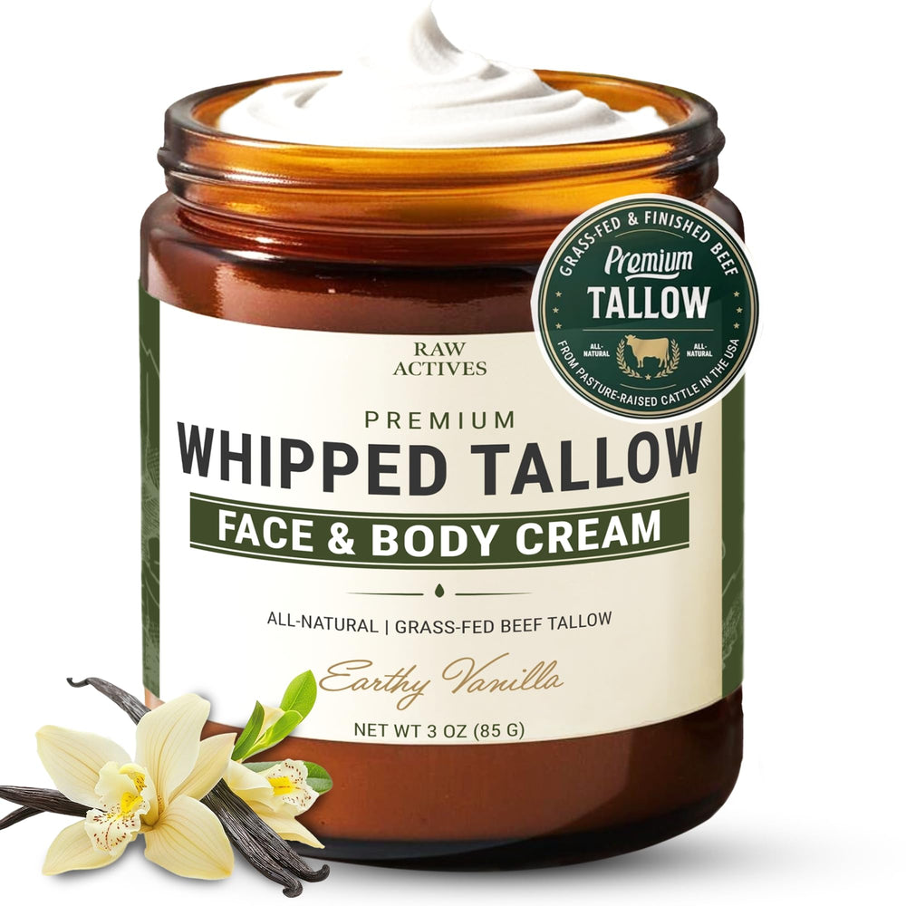 RAW ACTIVES Beef Tallow Jar nourishes dry skin with deep, lasting moisture.