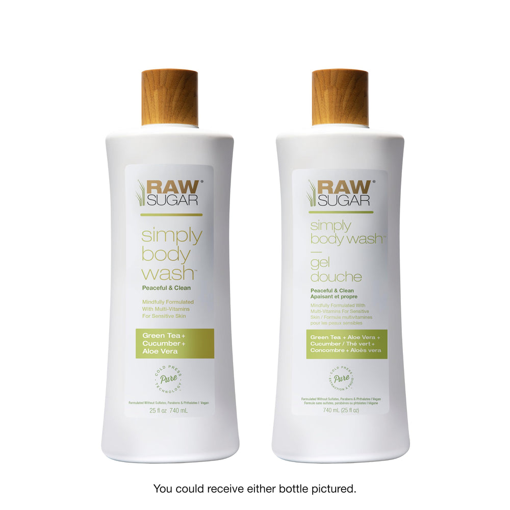 RAW SUGAR Green Tea Aloe Soother scent notes green tea and cucumber.