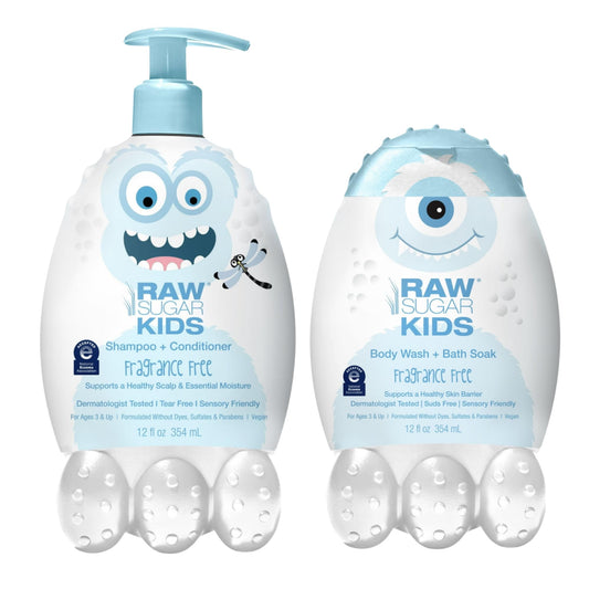 RAW SUGAR Kids 2-in-1 fragrance-free cream for gentle cleansing on sensitive skin