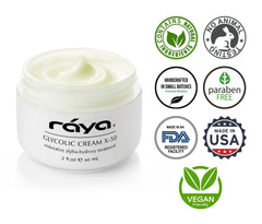 Raya Glycolic Cream X-50 application on hand for easy patch testing