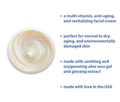 Raya Vitaplex-C Cream texture swirl highlighting moisturizing formula for mature skin
