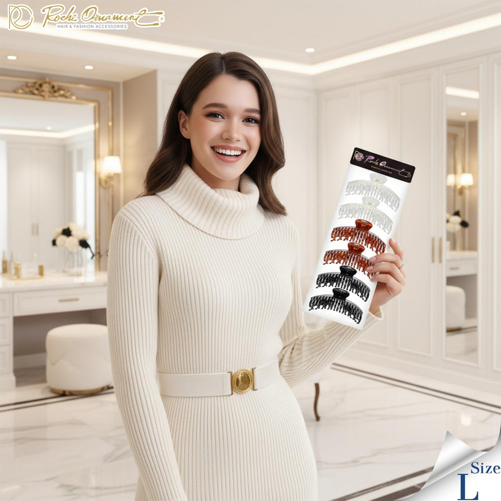 RC ROCHE color-brown-black clip set for versatile outfits.