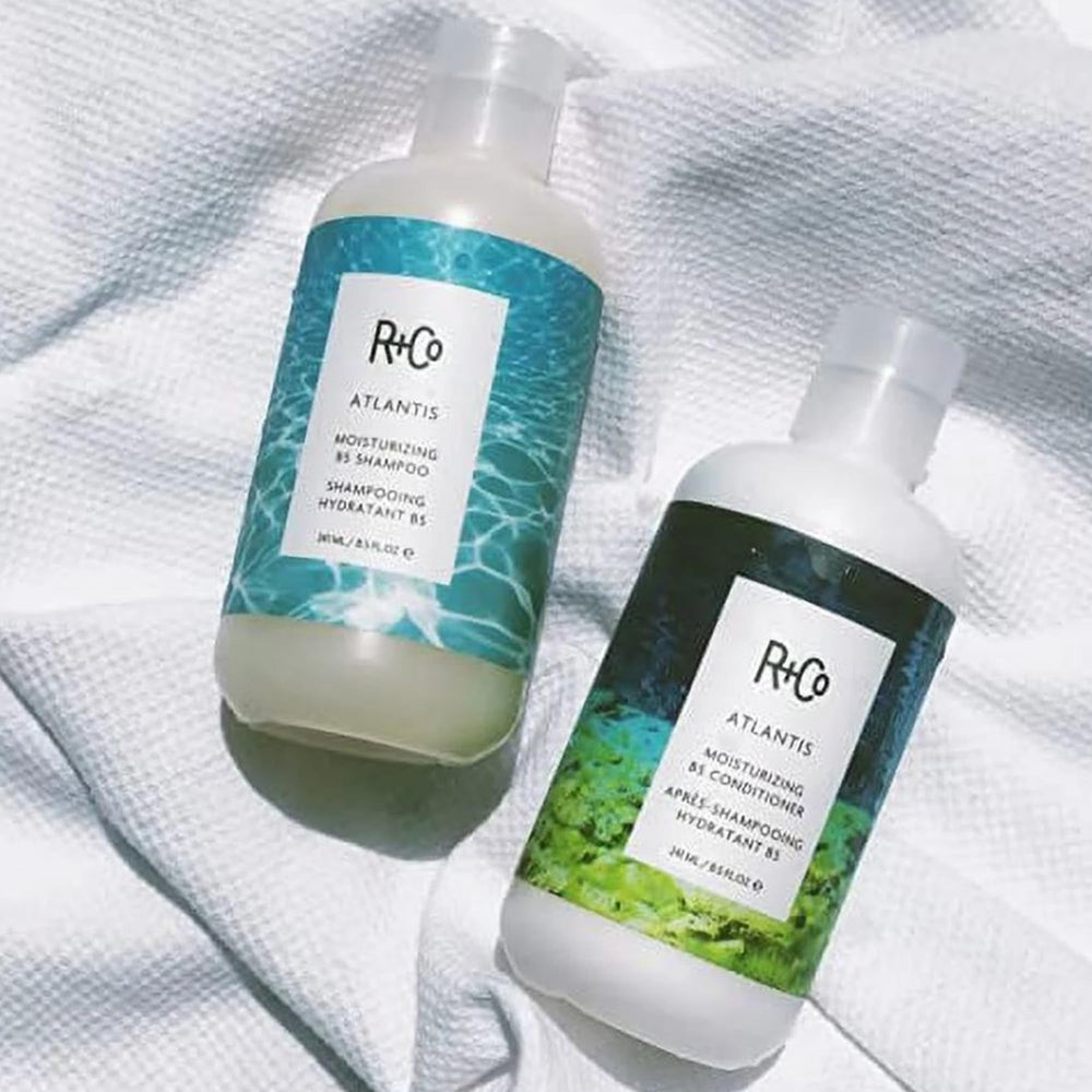 R+Co Atlantis 1000ml bottle showcases salon-grade care at home.