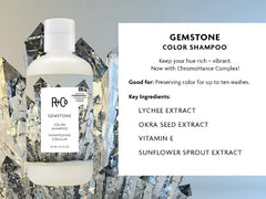 R+Co Gemstone Color Conditioner bottle close-up highlighting smoothing benefits