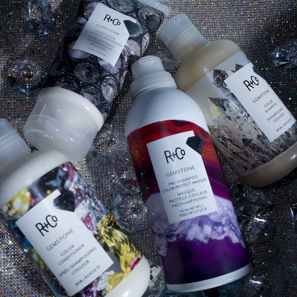 UV protection feature visible in Gemstone Ultra Shine bottle for color longevity.