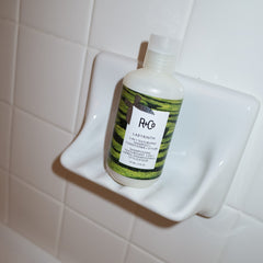 R+Co Labyrinth in shower usage demonstrating pliable volume during wash.