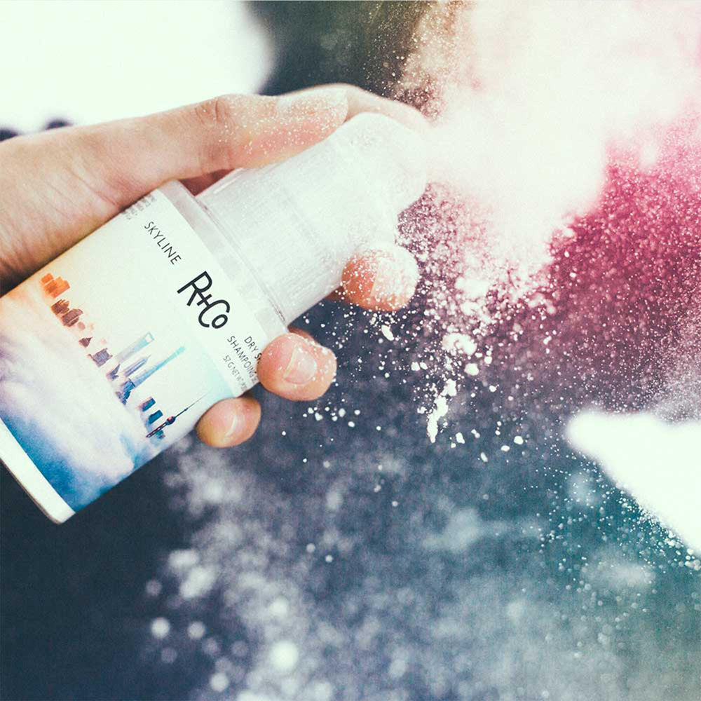 R+Co Skyline dry shampoo powder is TSA approved for travel convenience