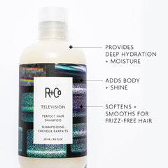 R+Co Television Perfect Hair Shampoo pump enables controlled, even product distribution.