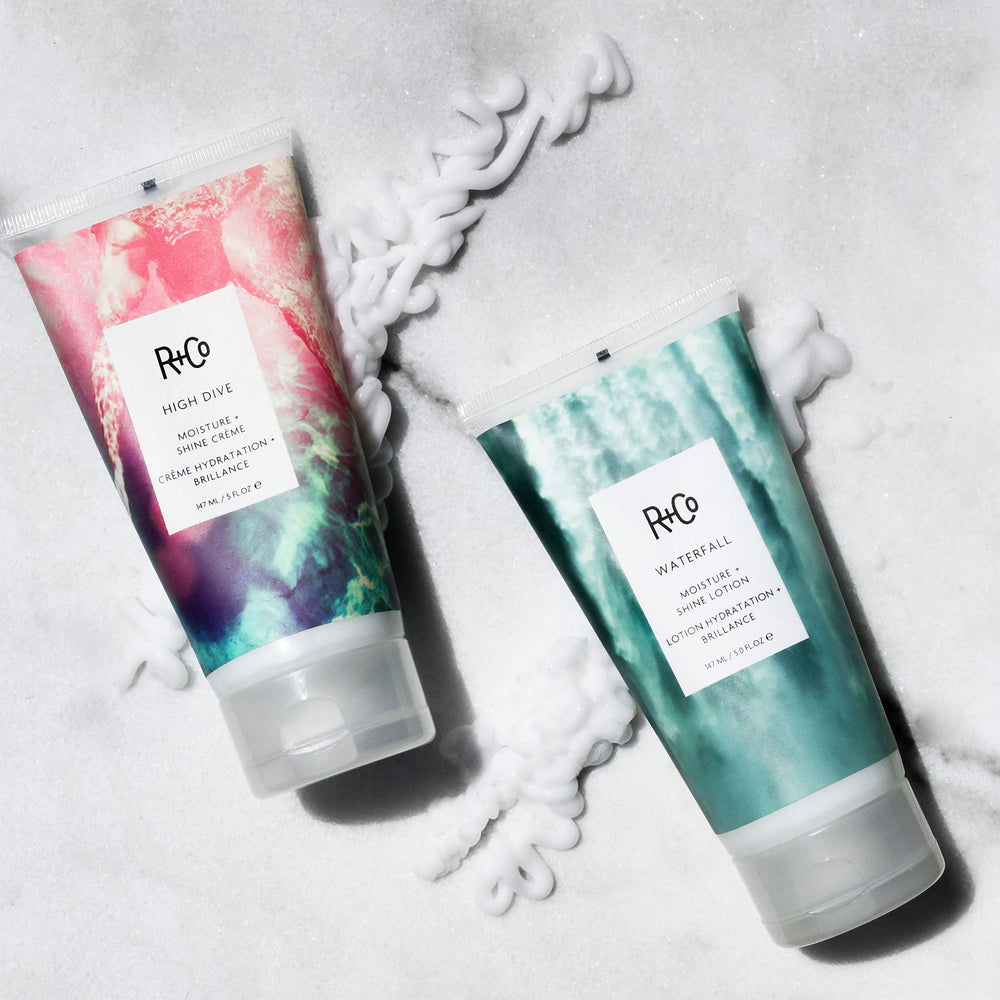 R+Co Waterfall wet-hair application demonstrates quick hydration.