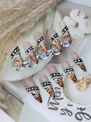 Rdntbeu rhinestones glue-on nails with glittery finish for quick glam