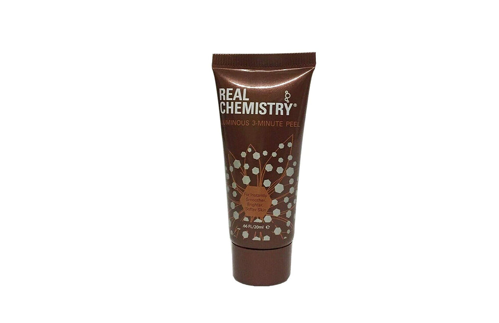 Real Chemistry 3-Minute Peel bottle with purifying exfoliating gel for radiant skin
