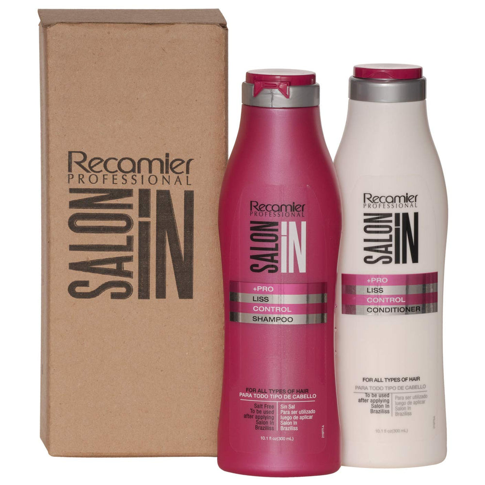 RECAMIER Anti Frizz Shampoo bottle showing salon-grade cleansing for frizz control