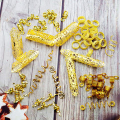 RechicGu filigree dreadlocks beads in gold enhance intricate looks.
