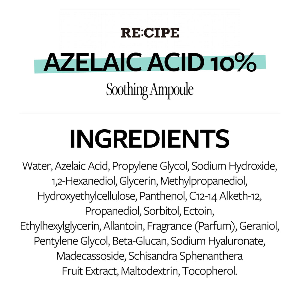 RE:CIPE Azelaic Acid 10% soothing ampoule day-night use in routine