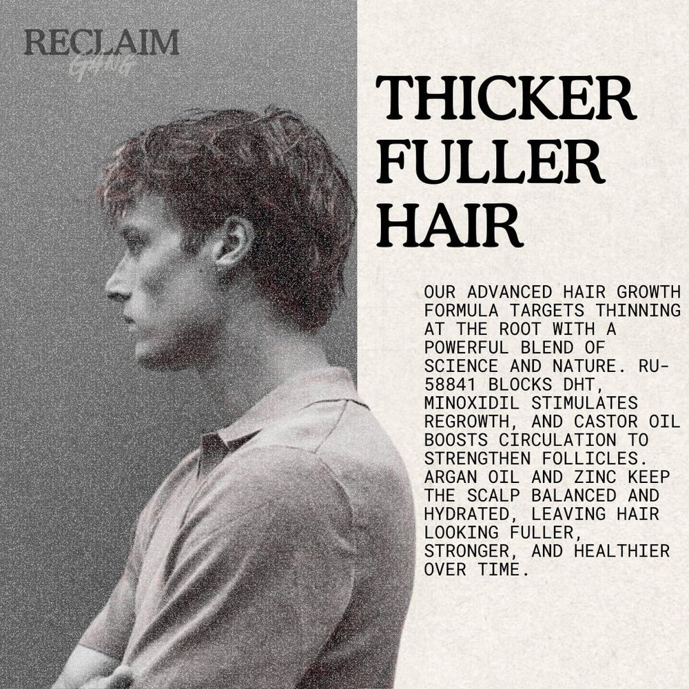 Reclaim Gang serum dropper closeup for precise scalp application.