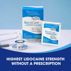 RectiCare Medicated Anorectal Wipes discreet travel case for travel-ready relief.