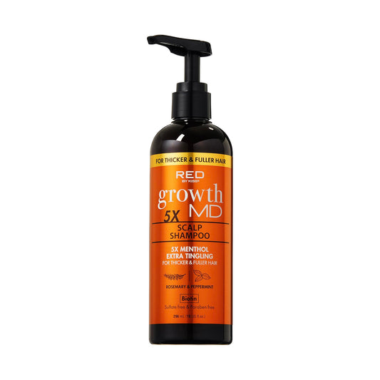 Red by Kiss Growth MD Scalp Shampoo bottle front view promoting thicker hair