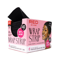Red by Kiss hair wrapping strips package front view emphasizes long-lasting hold.