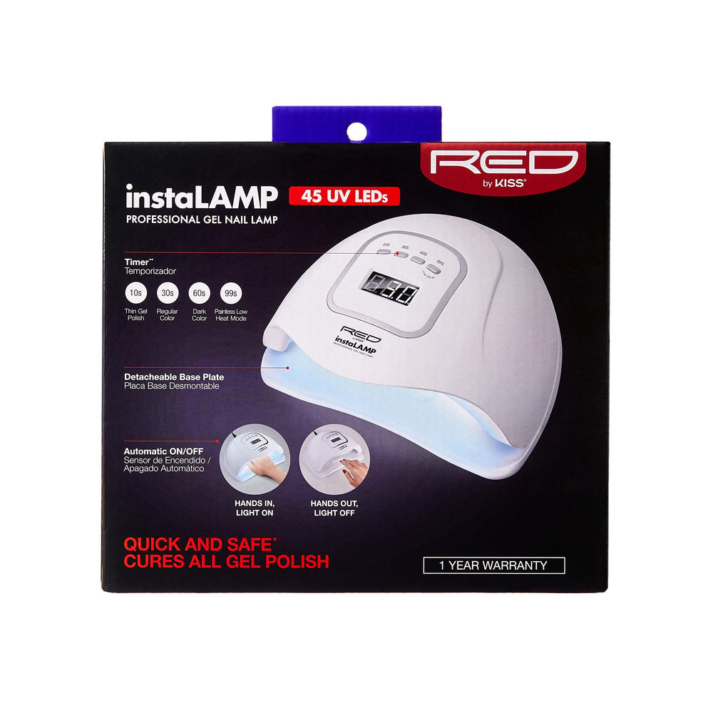 Red by Kiss instaLAMP Pro timer dial display shows four curing options.
