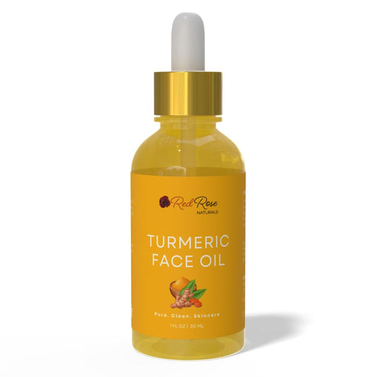 Red Rose Naturals Turmeric Face Oil bottle with dropper for precise application