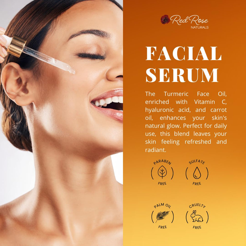 Red Rose Naturals Turmeric Face Oil lightweight texture for fast absorption