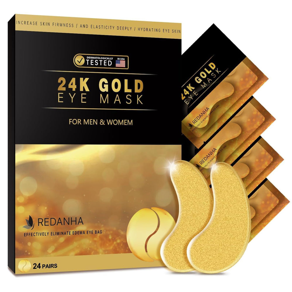 Redanha 24K Gold eye patches in foil pack for fresh radiant under-eye skin