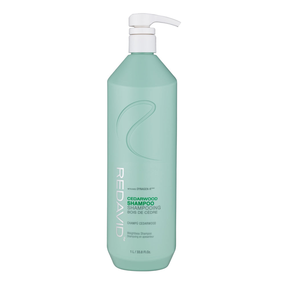 Redavid Cedarwood Shampoo bottle front view, emphasizing a fresh cleanse for oily hair.