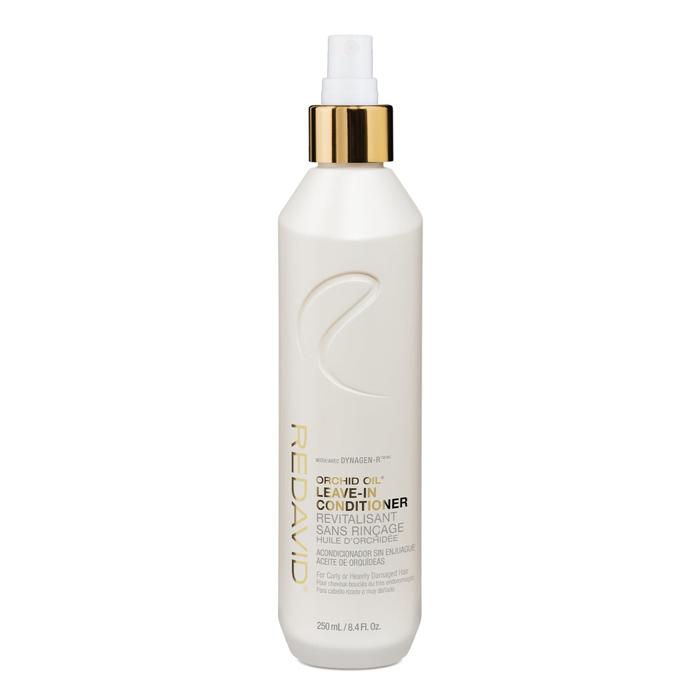 Redavid Orchid Oil Leave-In bottle showing frizz control and radiant shine